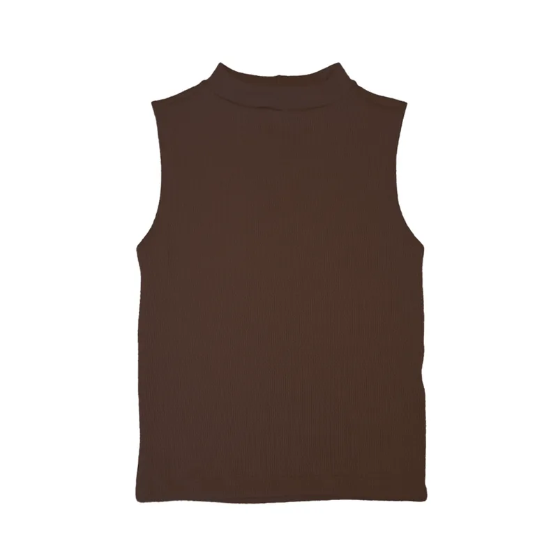 Blusa Gola Alta Feminina Basic+ Poliéster Marrom