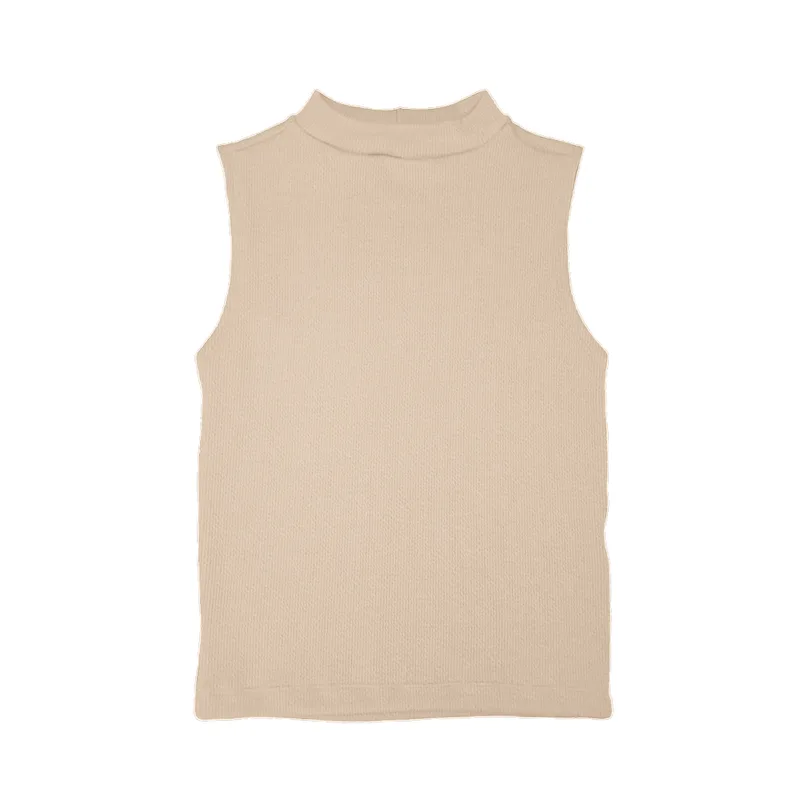 Blusa Gola Alta Feminina Basic+ Poliéster Nude