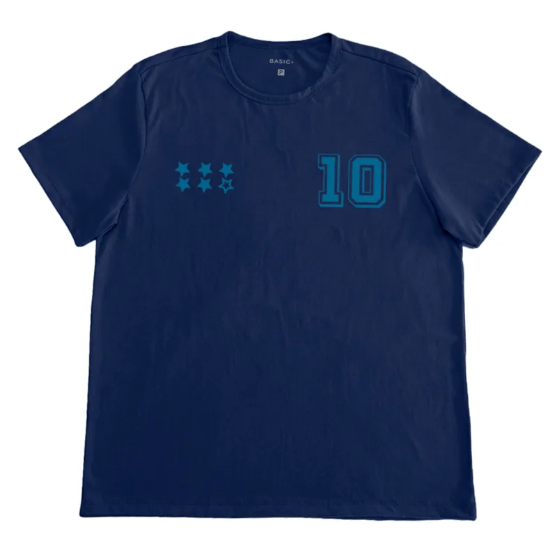 Camiseta Masculina Copa N10 Basic+ Algodão e Poliéster Azul Marinho