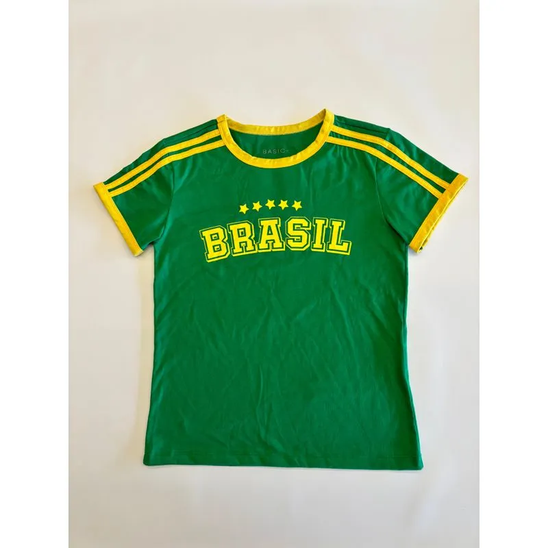 Blusa Brasil Tiras Feminina Basic+ Verde P