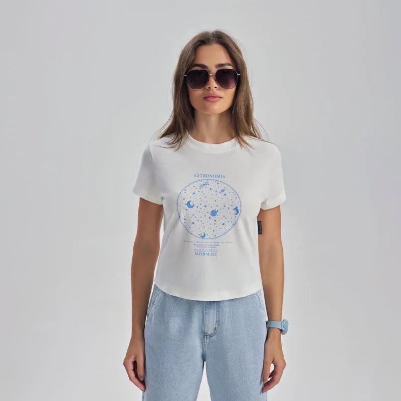 Camiseta cropped manga curta adulto feminino Mormaii Off-white P