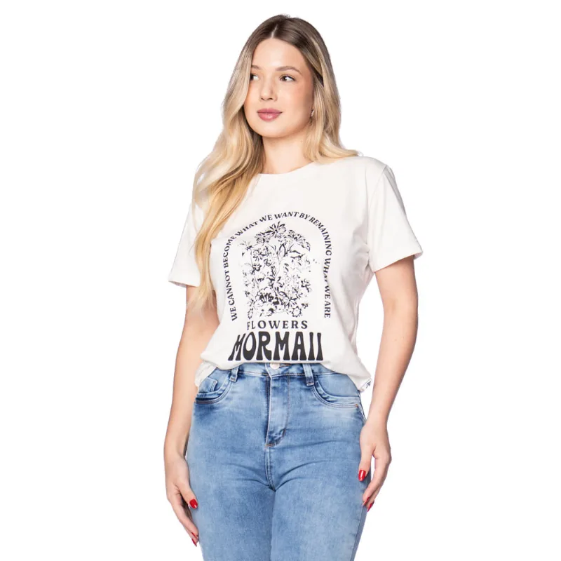 Camiseta Feminina Mormaii Estampa Flores Off White - G