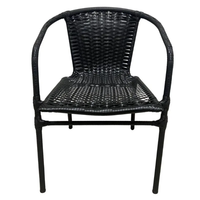 Cadeira Ravena Poltrona Junco área Jardim Terraço Deck Preto