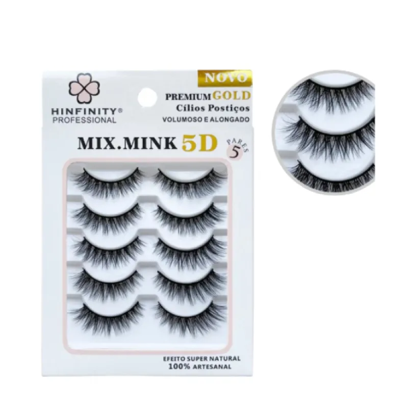 Cílios Postiços 5 par Hinfinity mix mink 5D - 027