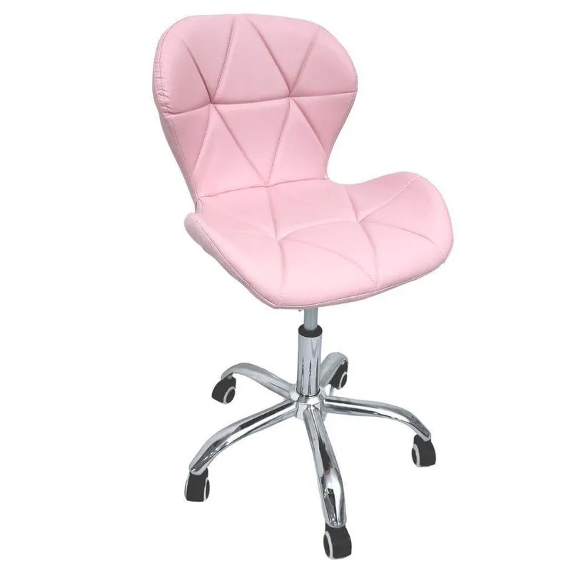 Cadeira Escritório Slim Vegas Base Giratória Estofada Rosa Quartzo