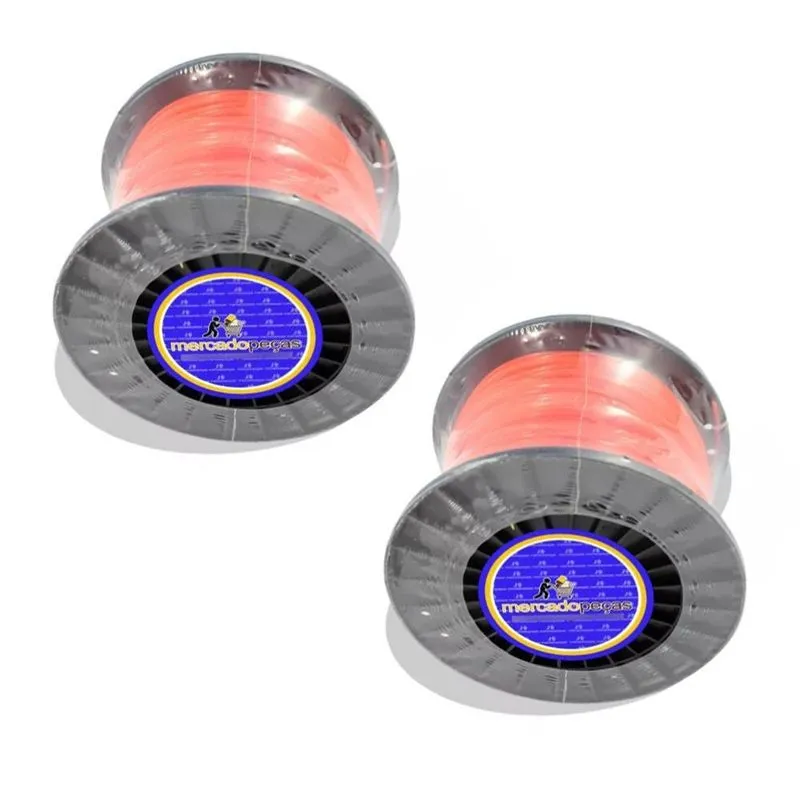 Kit 2 Bobina Fio Nylon Quadrado Para Roçadeira 2,0mm 2kg