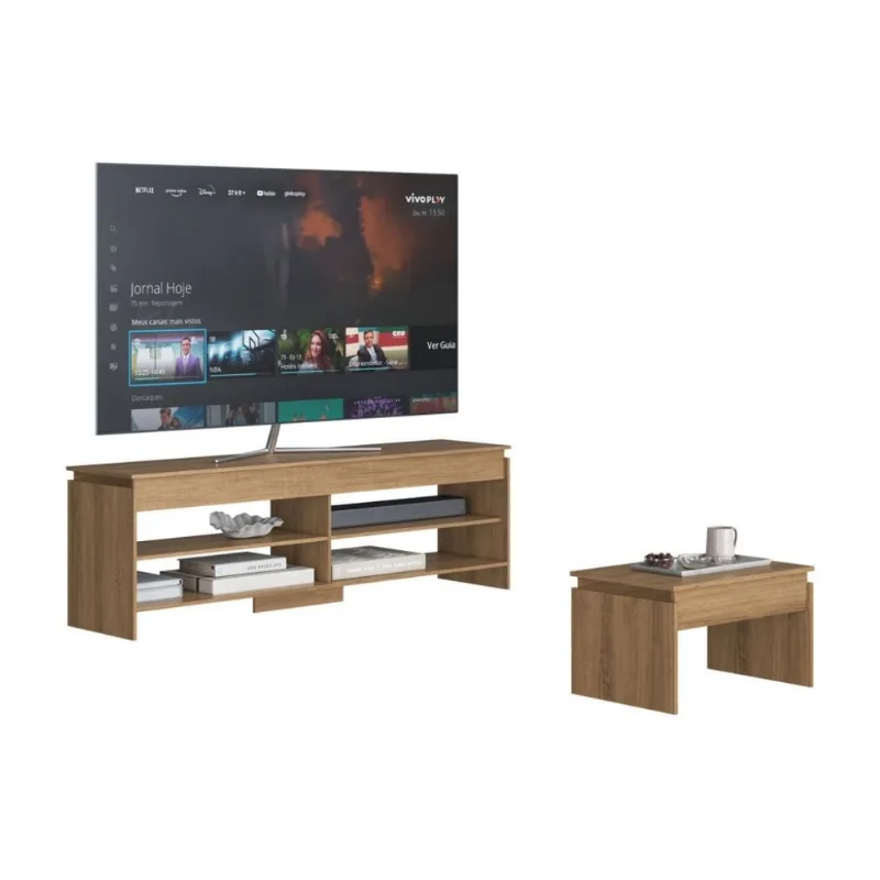 Set Mesa para TV 65" + Mesa de centro Toronto Beige/Maple Delmarco