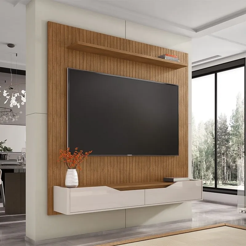 Painel para TV até 60 Polegadas 02 Portas Milão 160cm Cedro Off White Casa D
