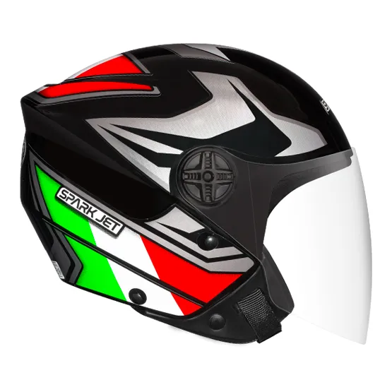 CAPACETE SPARK JET BANDEIRA ITÁLIA PTO/VERDE