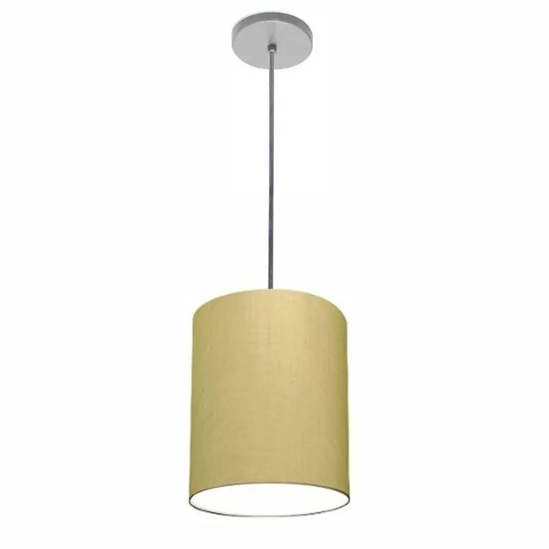Luminária Pendente Free Lux Md-4102 Cúpula Em Tecido Algodão-crú Canopla Cinza Vivare Brasil