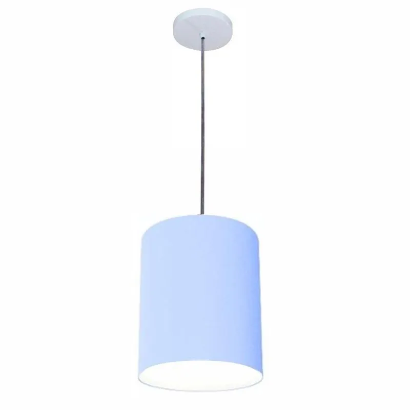 Luminária Pendente Free Lux Md-4102 Com Cúpula Em Tecido Cilíndrico Azul-bebê Vivare Brasil