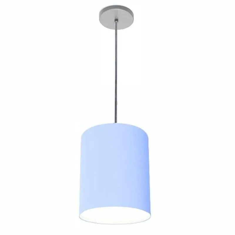 Luminária Pendente Vivare Free Lux Md-4102 Com Cúpula Em Tecido Azul-bebê, Fio Cristal Vivare Brasil