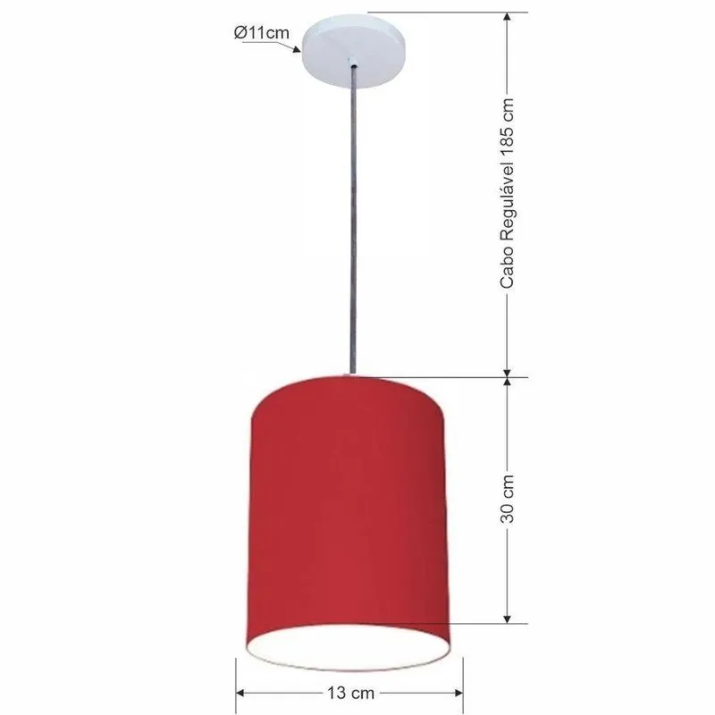 Lustre Pendente Free Lux PE-4102BR Cúpula Em Tecido Design Moderno Bordô Vivare Brasil Iluminação