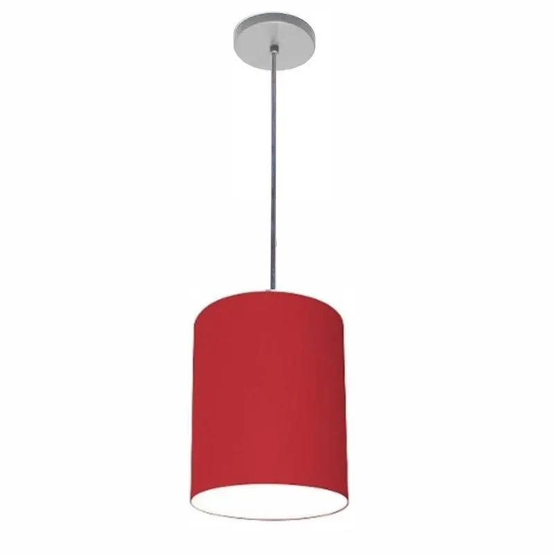Luminária Pendente Free Lux Md-4102 Com Cúpula Em Tecido E Canopla Cinza Bordô Vivare Brasil