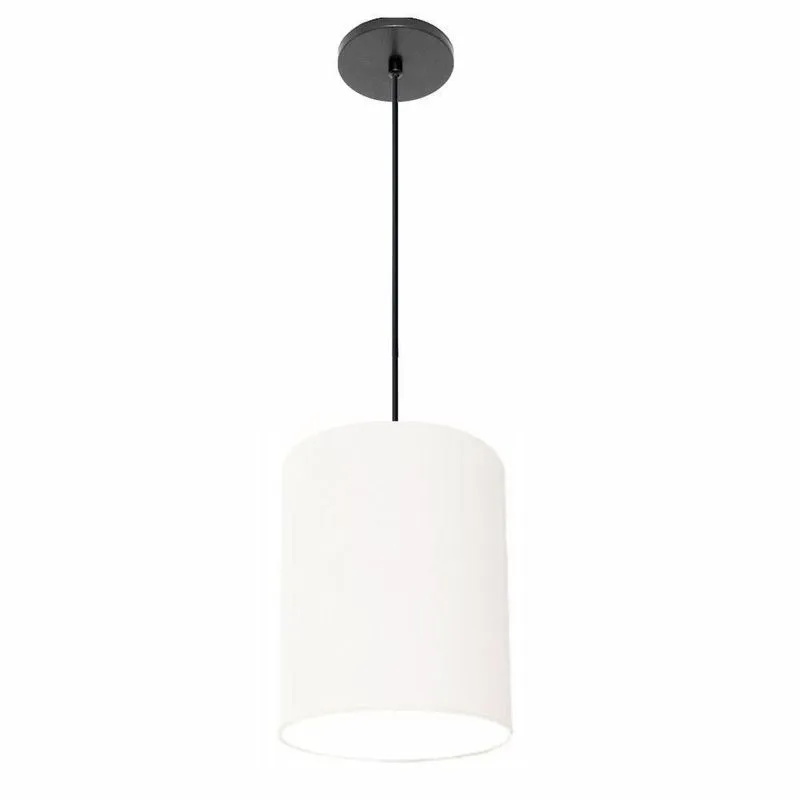 Luminária Pendente Free Lux Md-4102 Cúpula Em Tecido, Cabo Ajustável, Branca E Canopla Preta Vivare