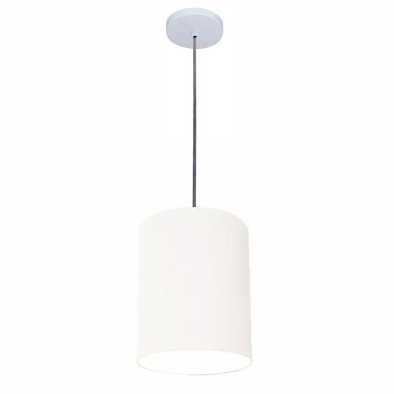Luminária Pendente Free Lux Md-4102 Com Cúpula Em Tecido Cilíndrica Branca Vivare Brasil Iluminação