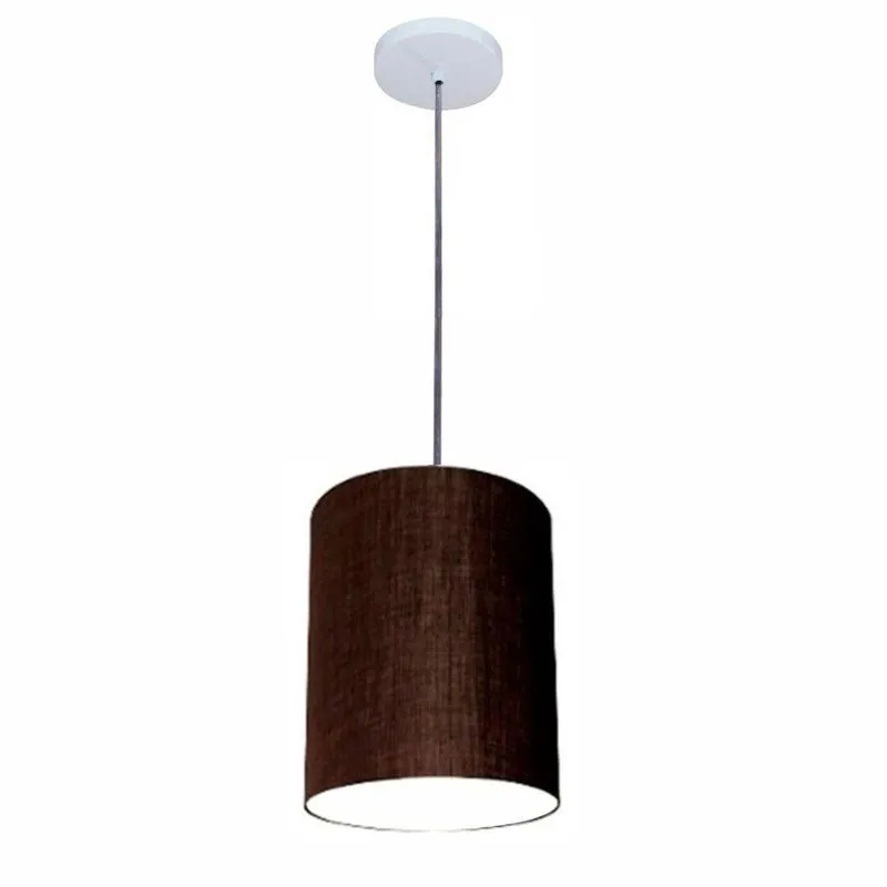 Luminária Pendente Free Lux Md-4102 Com Cúpula Em Tecido Cabo Regulável Café Vivare Brasil