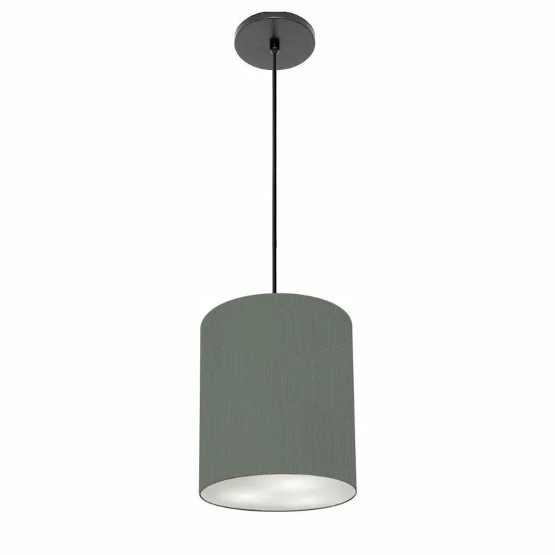 Lustre Pendente Free Lux PE-4102PR Cúpula em Tecido 13x30cm Cilíndrica Cinza-escuro Vivare Brasil