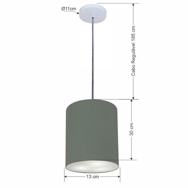 Lustre Pendente Free Lux PE-4102BR Cúpula em Tecido 13x30cm Diferencial Cilíndrico Cinza-escuro
