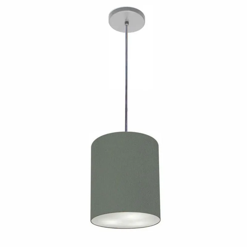 Luminária Pendente Free Lux Md-4102 Cúpula Em Tecido Cilíndrica Cinza-escuro Vivare Brasil