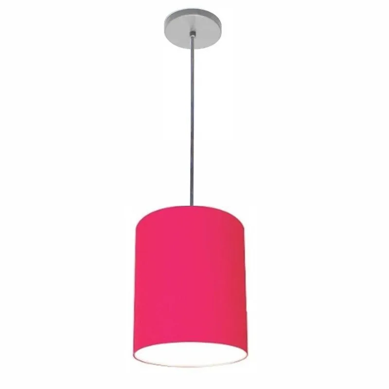 Lustre Pendente Free Lux PE-4102CZ Com Cúpula Em Tecido 13x30cm Rosa Vivare Brasil Iluminação