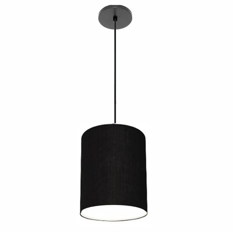 Luminária Pendente Free Lux Md-4102 Cilíndrica Com Cúpula Em Tecido Preto Vivare Brasil Iluminação