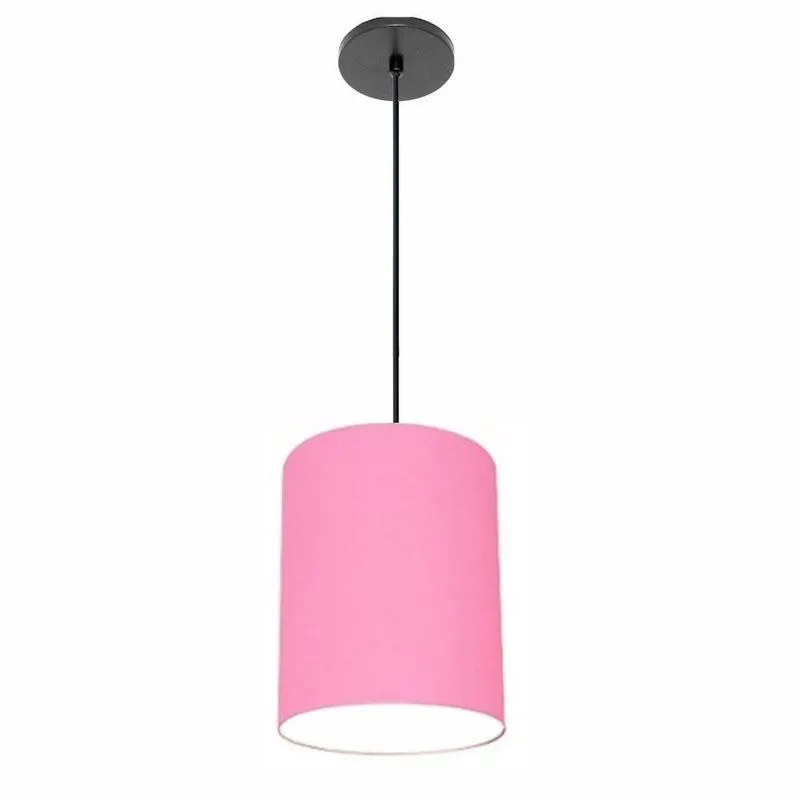Luminária Pendente Free Lux Md-4102 Cúpula Em Tecido Rosa Tela Vivare Brasil Iluminação