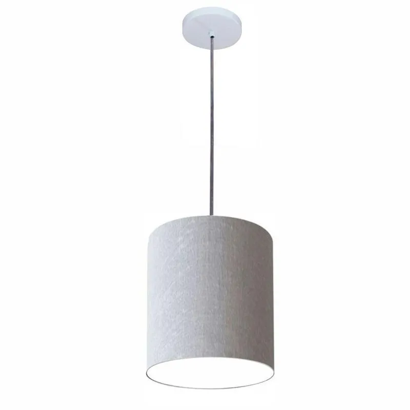 Luminária Pendente Free Lux Md-4102 Com Cúpula Em Tecido Rústico Rústico-cinza Vivare Brasil