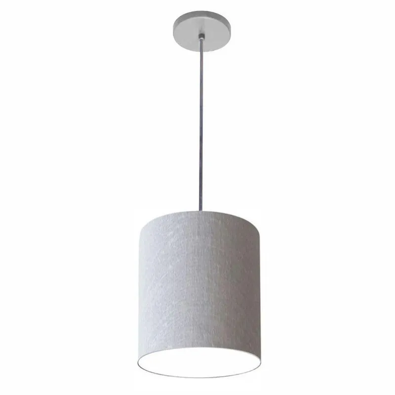 Luminária Pendente Free Lux Md-4102 Com Cúpula Em Tecido Rústico Cilíndrico Cinza Vivare Brasil