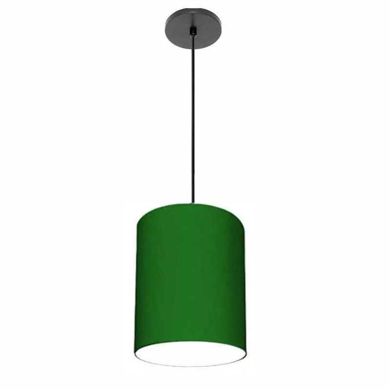 Lustre Pendente Free Lux PE-4102PR Cúpula em Tecido 13x30cm Verde-Folha Vivare Brasil Iluminação