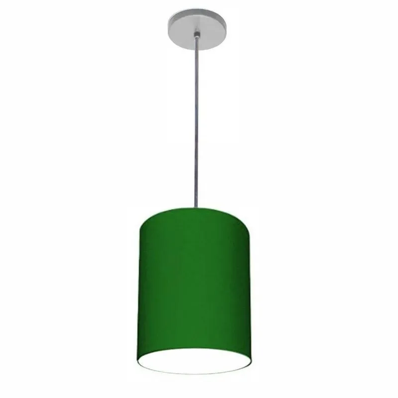 Lustre Pendente Free Lux PE-4102CZ Cúpula em Tecido 13x30cm Verde-Folha Vivare Brasil Iluminação
