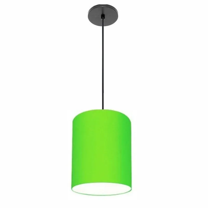 Luminária Pendente Free Lux Md-4102 Com Cúpula Em Tecido E Fio Ajustável Verde-Limão Vivare Brasil