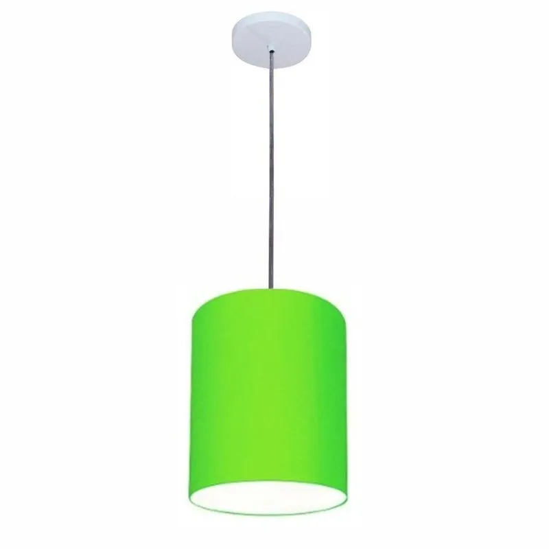 Lustre Pendente Free Lux PE-4102BR Cúpula em Tecido 13x30cm Verde-limão Vivare Brasil Iluminação