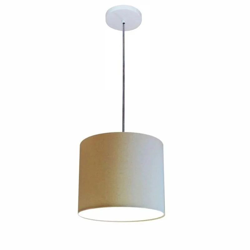 Luminária Pendente Free Lux Md-4107 Cilíndrica Cúpula Algodão Cru 25x20cm Branco Vivare Brasil