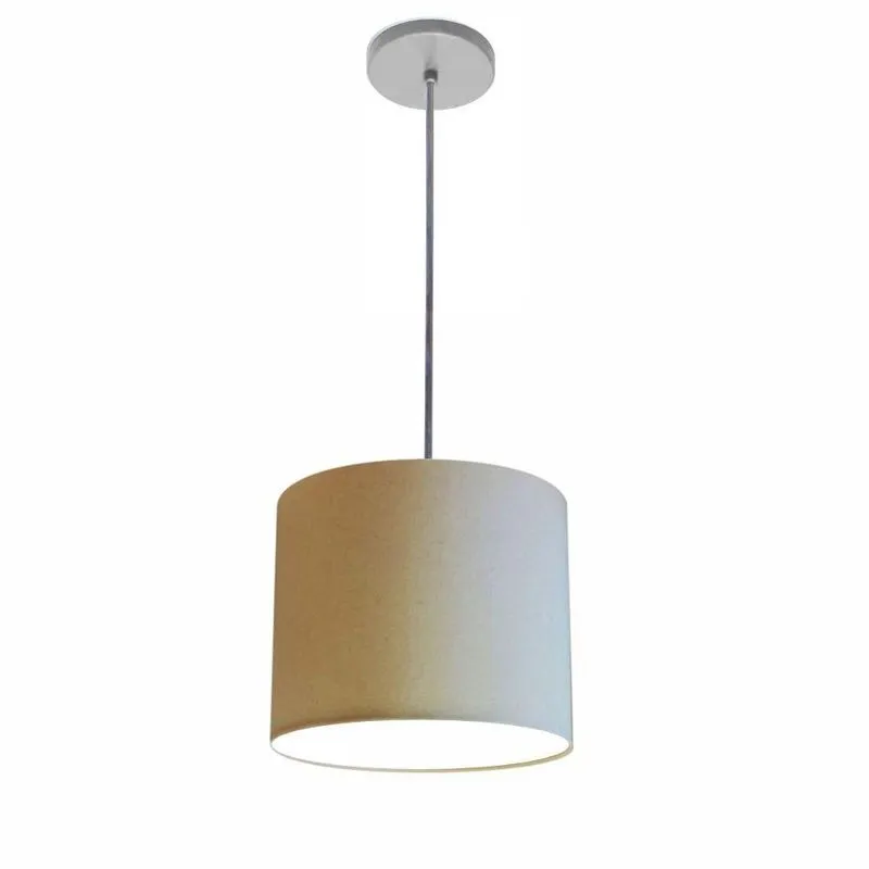 Luminária Pendente Free Lux Md-4107 Cúpula Em Tecido Algodão-crú 25x20cm Cinza Vivare Brasil