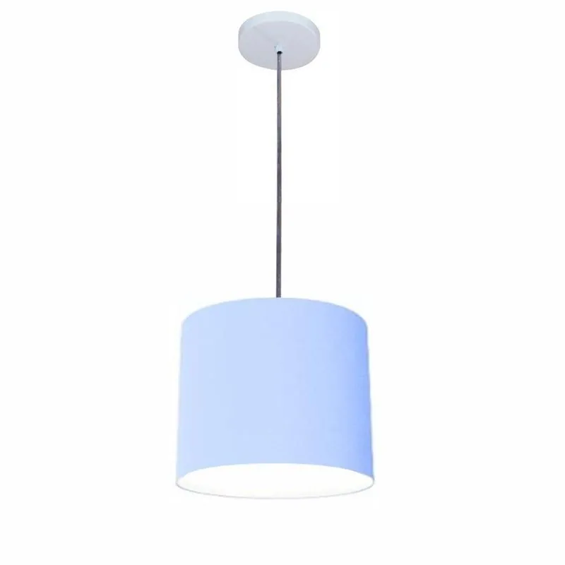 Luminária Pendente Free Lux Md-4107 Cúpula Em Tecido 25x20cm Azul-bebê Vivare Brasil Iluminação