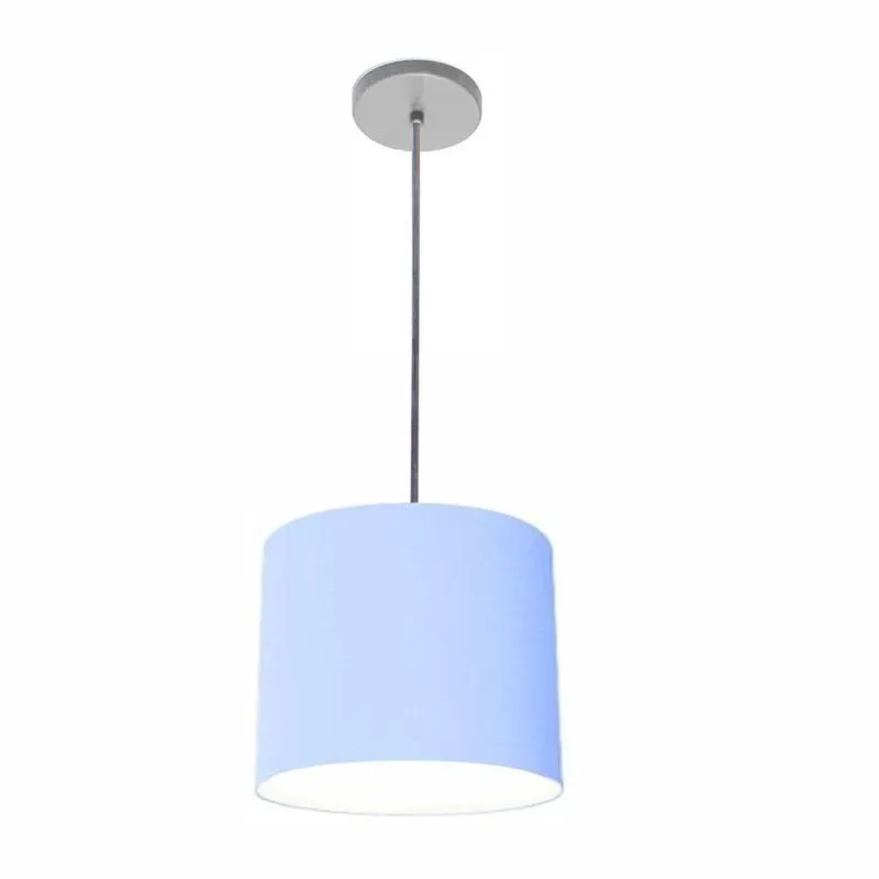Luminária Pendente Free Lux Md-4107 Cúpula Tecido 25x20cm Canopla Cinza Azul-bebê Vivare Brasil