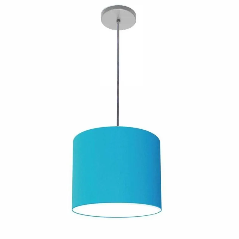 Lustre Pendente Free Lux PE-4107CZ Cúpula em Tecido 25x20cm Canopla Cinza Azul-turquesa Vivare