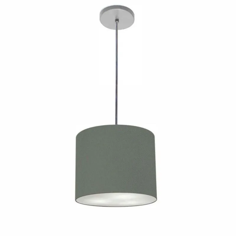 Luminária Pendente Free Lux Md-4107 Cúpula Em Tecido 25x20cm Cinza-escuro Vivare Brasil Iluminação