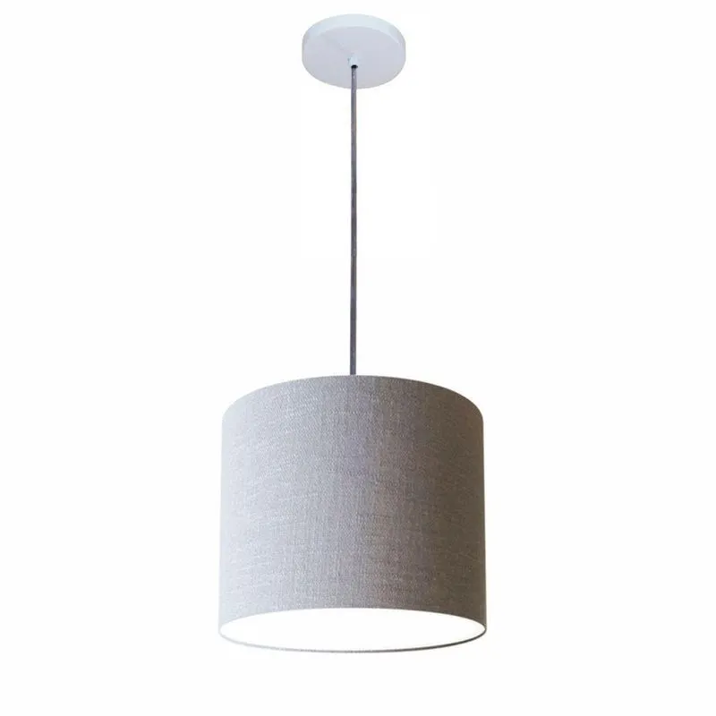 Luminária Pendente Free Lux Md-4107 Cúpula Em Tecido Rústico 25x20cm Rustico-cinza Vivare Brasil