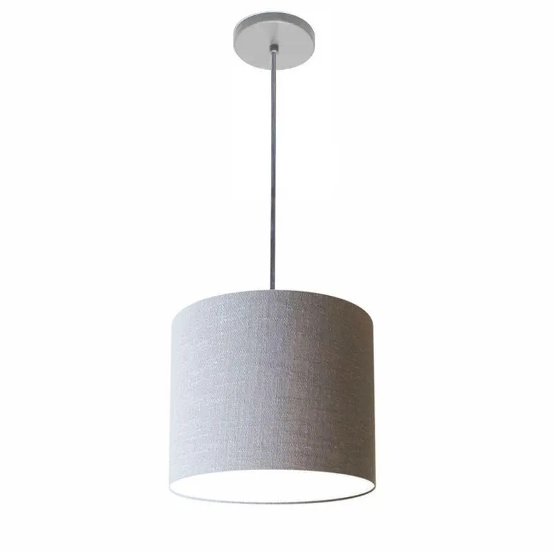 Luminária Pendente Free Lux Md-4107 Cúpula Em Tecido Rústico 25x20cm Rustico-cinza Vivare Brasil