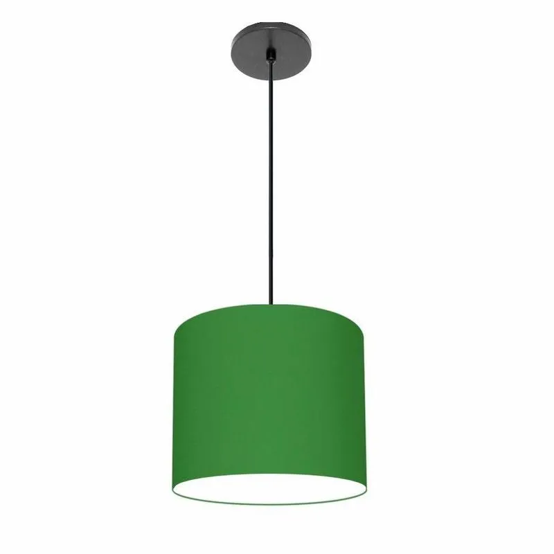 Luminária Pendente Free Lux Md-4107 Cúpula Em Tecido 25x20cm Canopla Preta Verde-folha Vivare Brasil