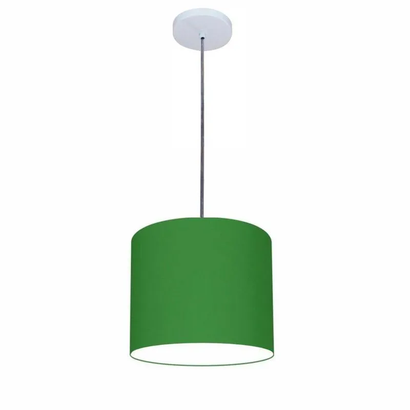 Luminária Pendente Free Lux Md-4107 Cúpula Em Tecido 25x20cm Fio Ajustável Verde-folha Vivare Brasil