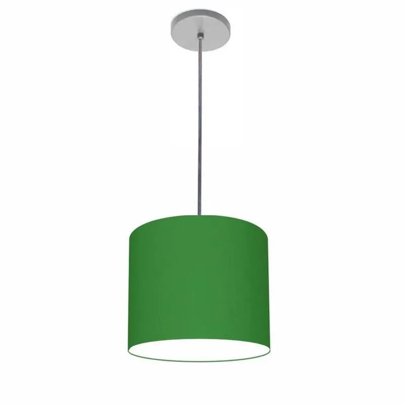 Luminária Pendente Free Lux Md-4107 Cúpula Em Tecido 25x20cm Canopla Cinza Verde-folha Vivare Brasil
