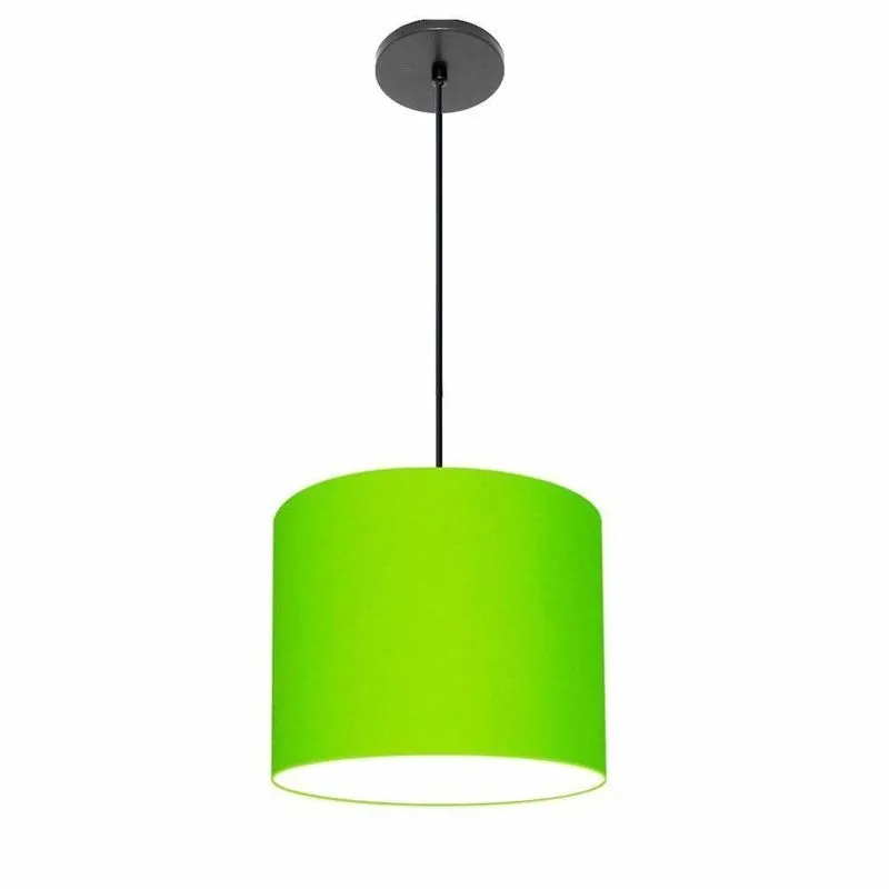 Luminária Pendente Free Lux Md-4107 Cúpula Em Tecido 25x20cm Verde-limão Vivare Brasil Iluminação