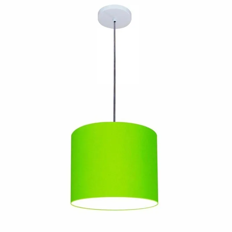 Luminária Pendente Free Lux Md-4107 Cúpula Em Tecido 25x20cm Verde-limão Vivare Brasil Iluminação