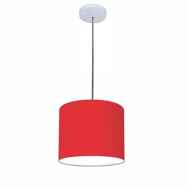 Luminária Pendente Vivare Free Lux Md-4107 Cúpula Em Tecido 25x20cm Fio Ajustável Vermelho Vivare