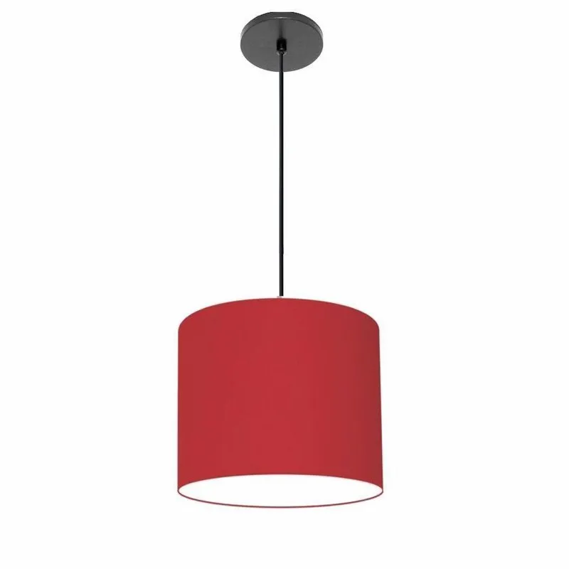 Lustre Pendente Free Lux PE-4106PR Cúpula em Tecido 20x25cm e Canopla Preta Bordô Vivare Brasil