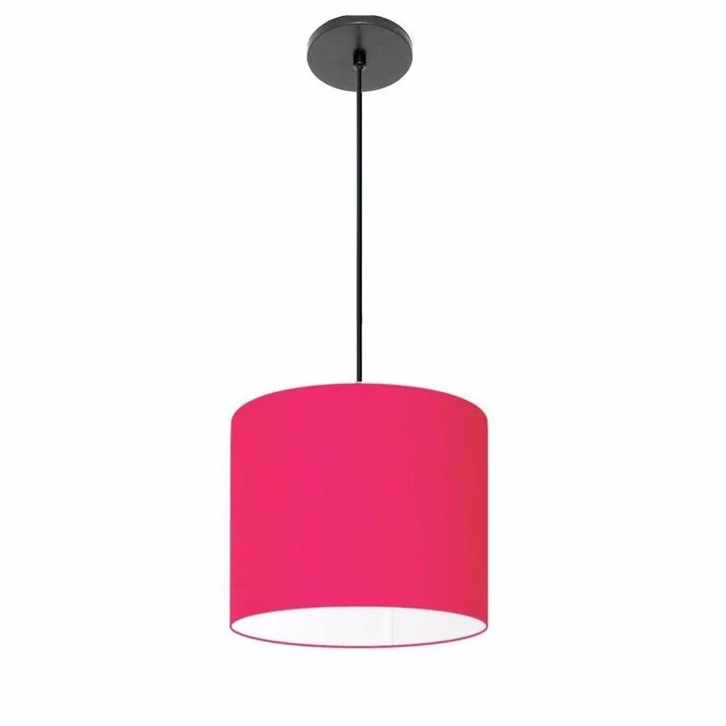 Lustre Pendente Free Lux PE-4106PR com Cúpula em Tecido 20x25cm Fio Ajustável Pink Vivare Brasil