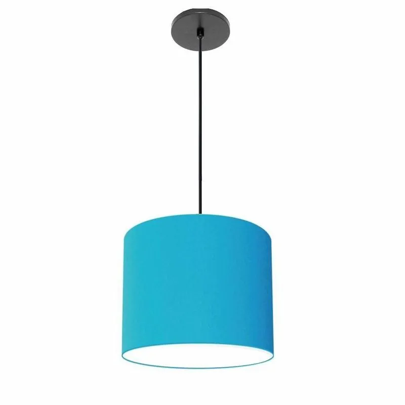 Luminária Pendente Free Lux Md-4105 Com Cúpula Em Tecido Cilíndrica Azul-turquesa Vivare Brasil